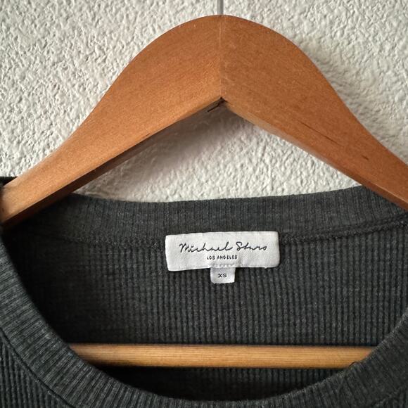 Michael Stars Long Sleeve Top Womens XS Gray Lightweight Sweater Studded - Picture 2 of 6